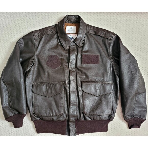 EUC Avirex A-2 AF Brown Leather Flight Jacket Size 42S REGULAR, USA - Picture 1 of 15